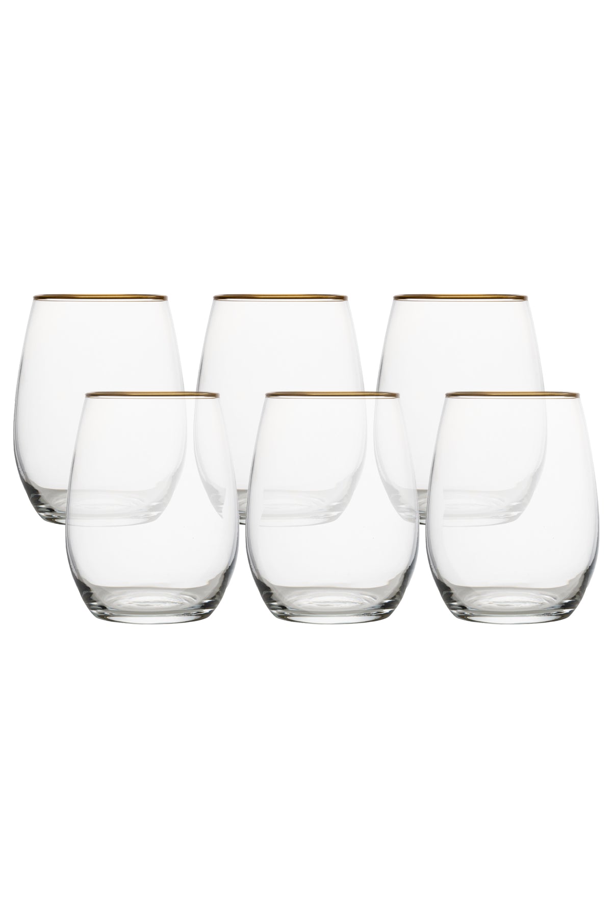 AMBER 6'LI ŞARAP BARDAĞI 570CC 420725 gold rim