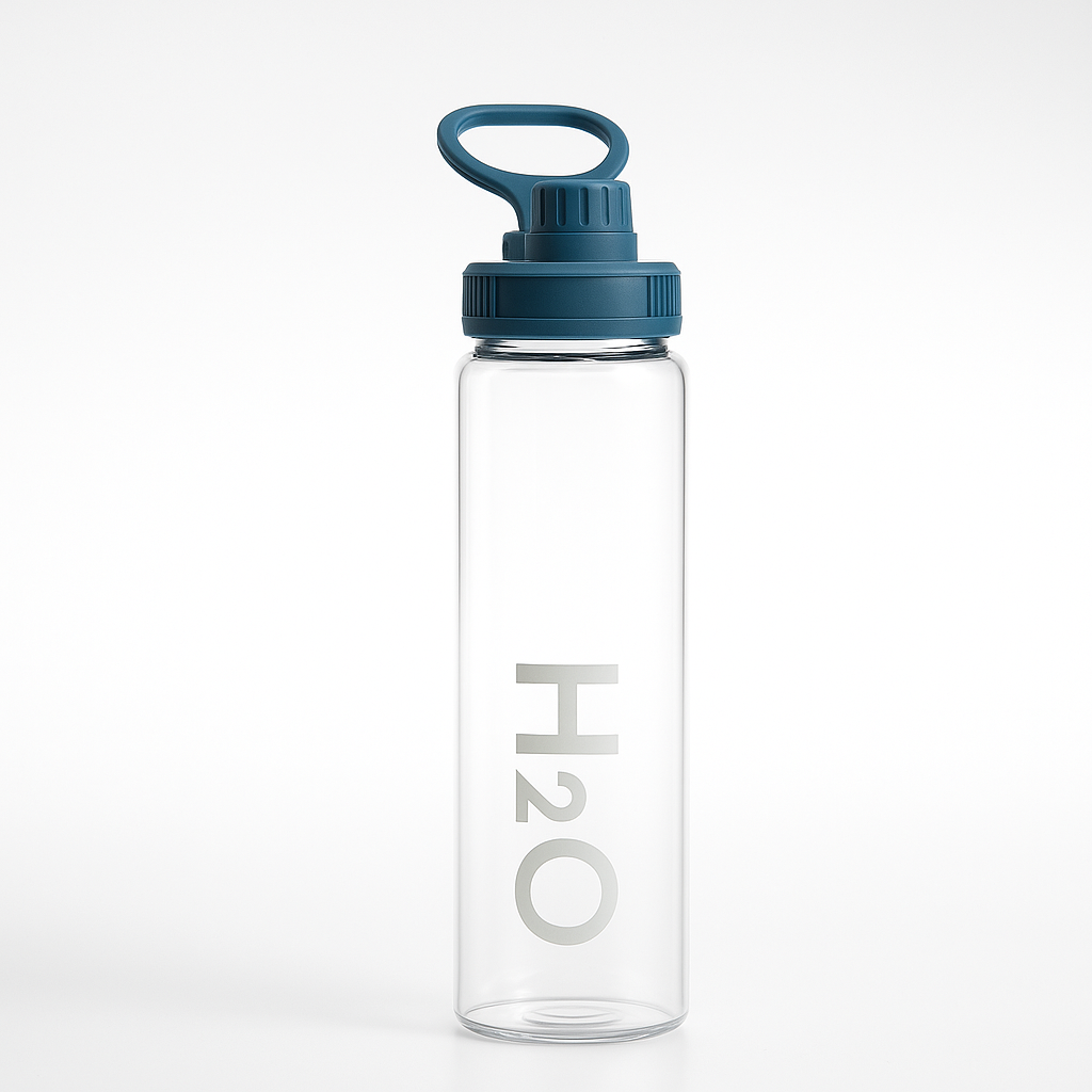 Fhilli H2O 1000 ml Borosilikat Cam Matara Renkli Kapaklı Tritan Suluk BPA İçermez - 6 Renk Seçeneği