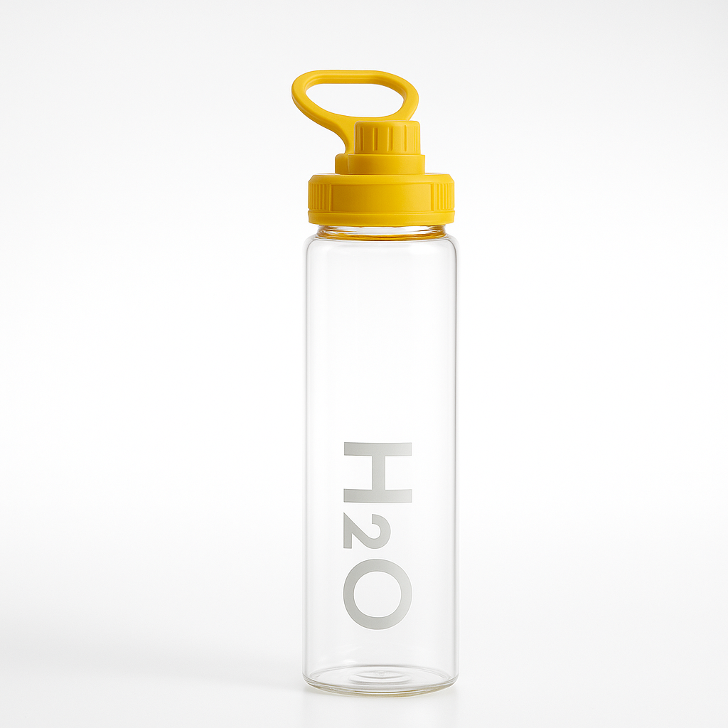 Fhilli H2O 1000 ml Borosilikat Cam Matara Renkli Kapaklı Tritan Suluk BPA İçermez - 6 Renk Seçeneği