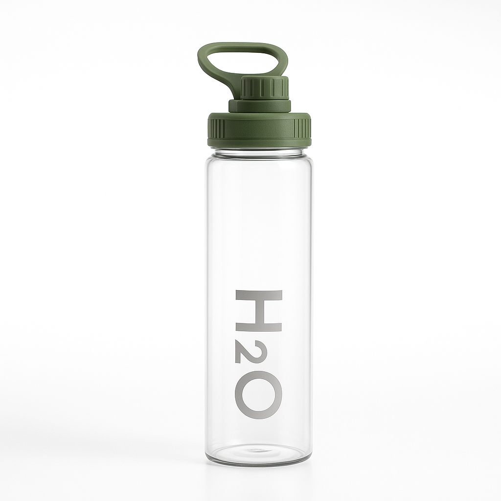 Fhilli H2O 1000 ml Borosilikat Cam Matara Renkli Kapaklı Tritan Suluk BPA İçermez - 6 Renk Seçeneği